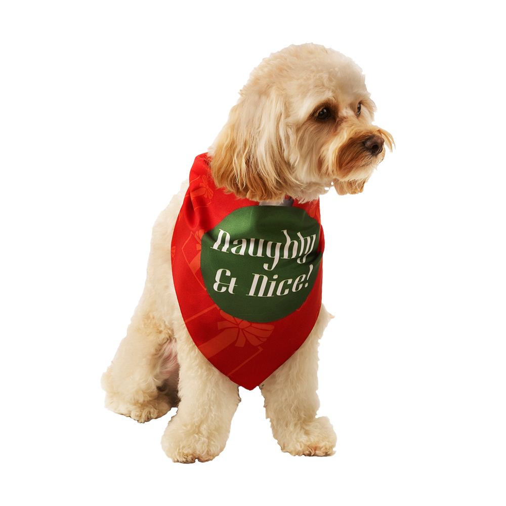 Naugthy & Nice Holiday Dog Bandana by Dog Fashion Living