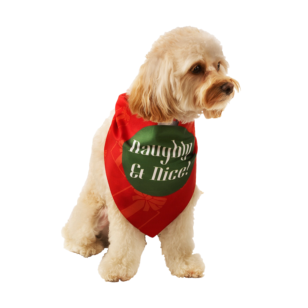 Naugthy & Nice Holiday Dog Bandana by Dog Fashion Living