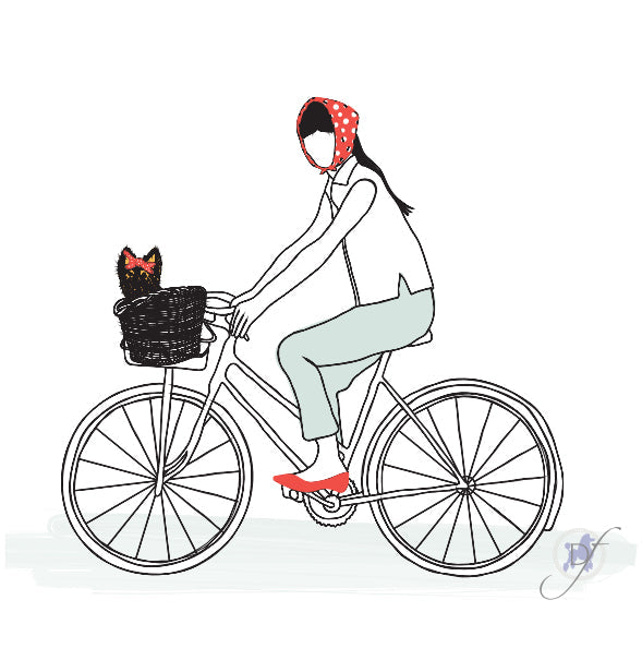 camisa mujer manga corta perro en bicicleta